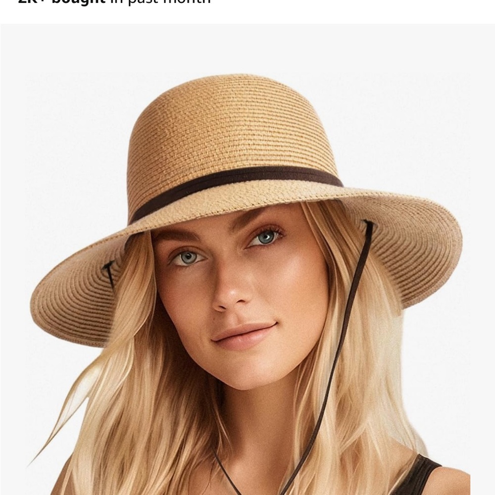 Stylish Tan Sun Hat with Black Band
